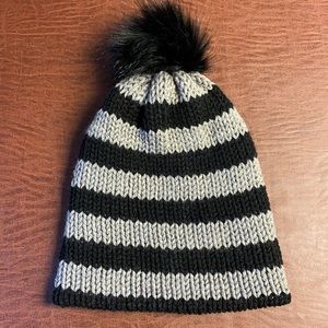 Handmade Black & Grey Stripped Winter Hat
